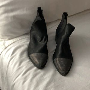 Report booties with metal front detail